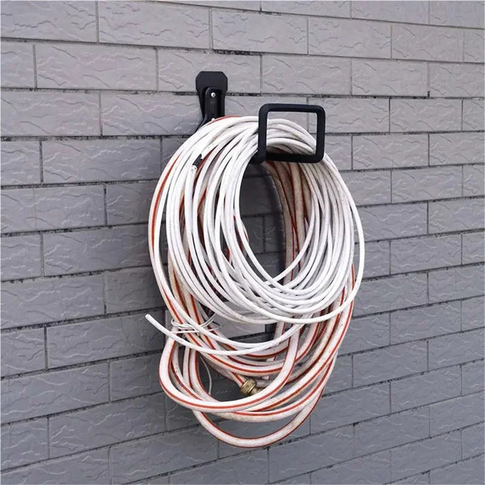 Space Saving Heavy Duty Wall Mounted Garage Storage Hanger for Garden Hose  /  Power Cord  /  Yard Tools Organizer - Black - 7