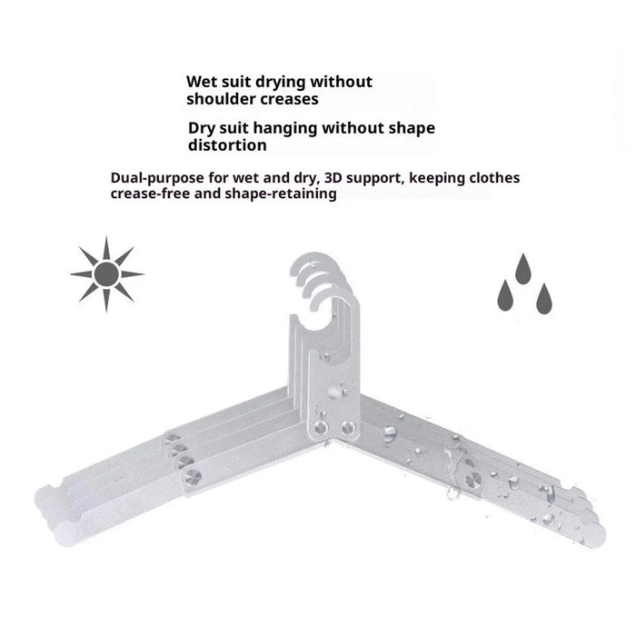 Ultralight Aluminum Alloy Foldable Hanger for Camping Travel Portable Magic Clothes Hanger - Silver - 2