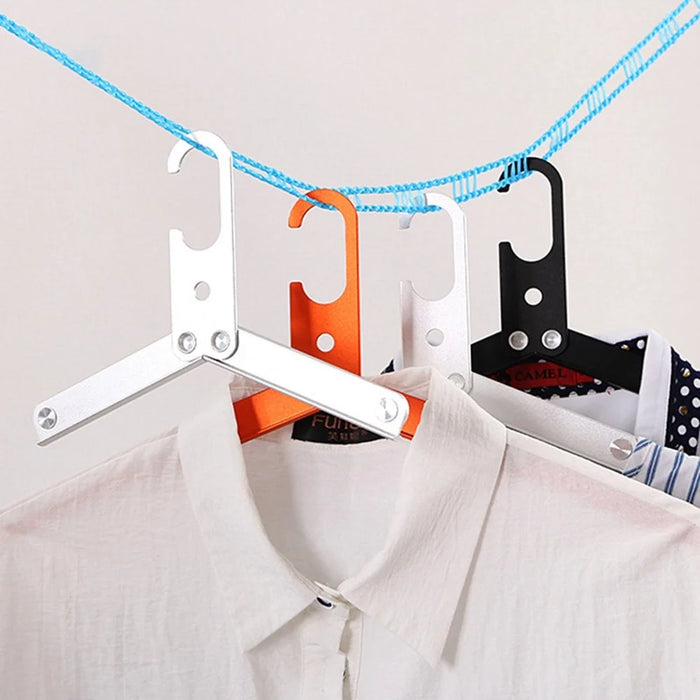 Ultralight Aluminum Alloy Foldable Hanger for Camping Travel Portable Magic Clothes Hanger - Silver - 6