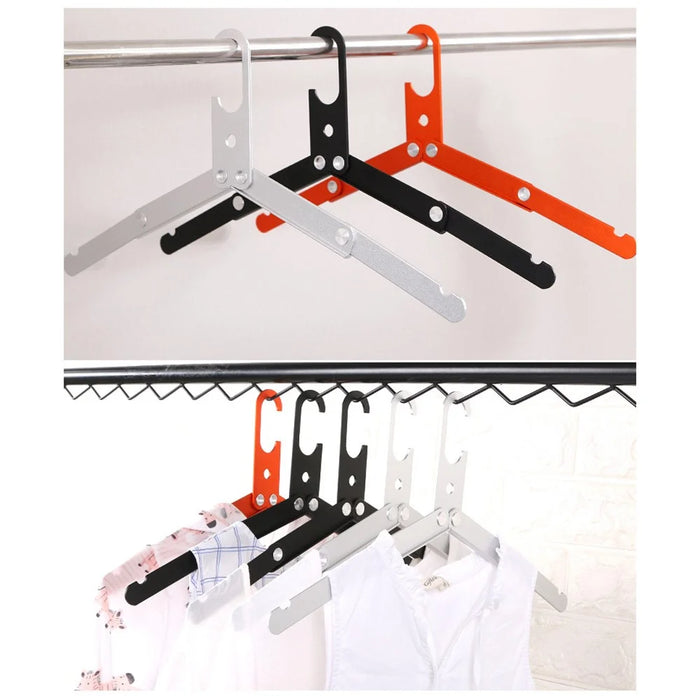 Ultralight Aluminum Alloy Foldable Hanger for Camping Travel Portable Magic Clothes Hanger - Silver - 7