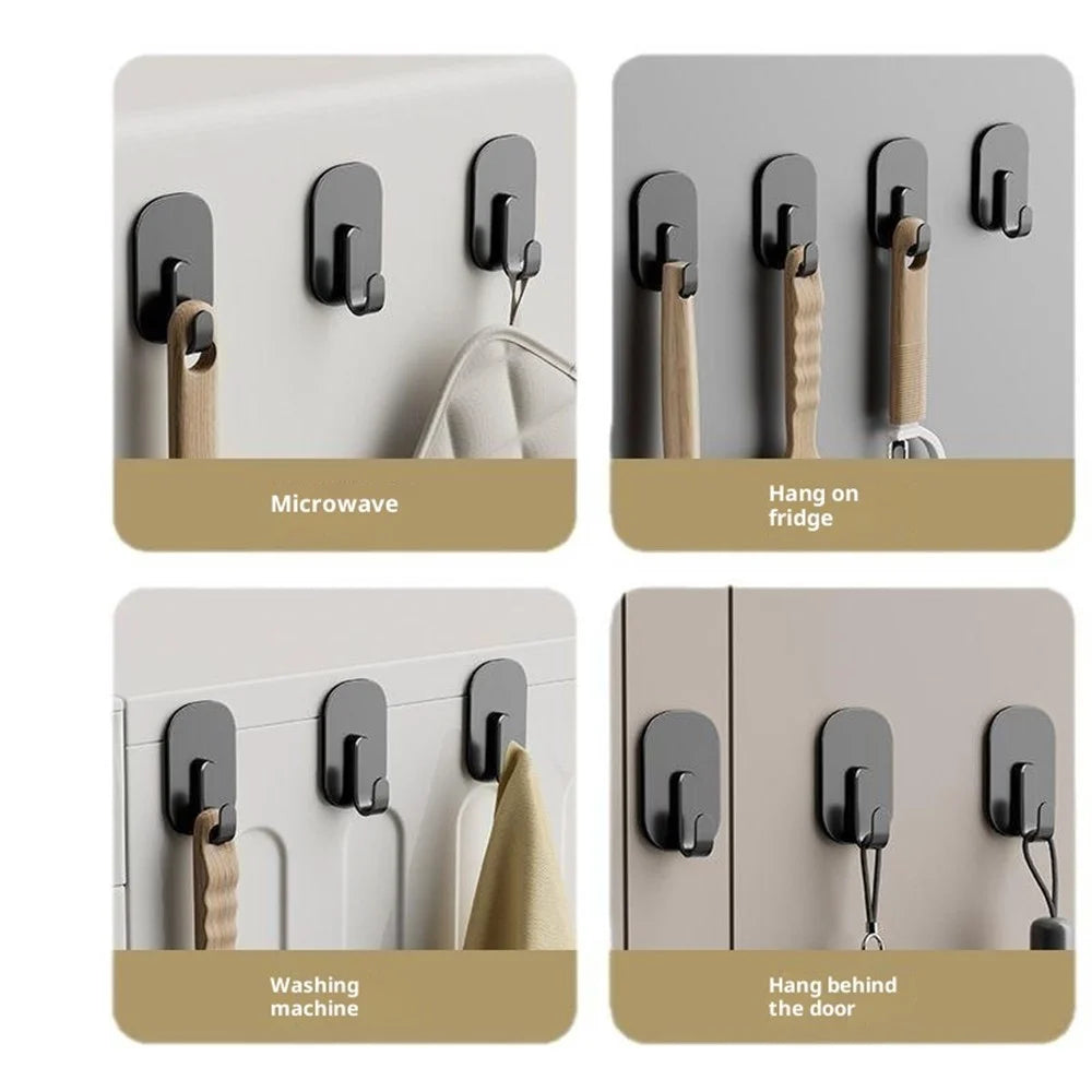 2Pcs No Trace Magnetic Hooks for Refrigerator Side Door Multipurpose Strong Magnet Hanger - Black - 4