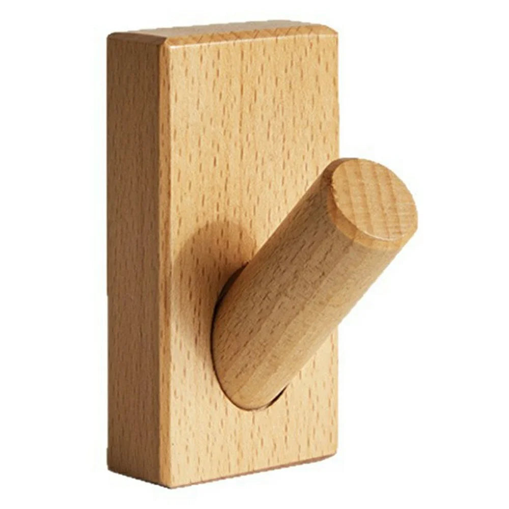Wall Mounted Wooden Hook Space Saving Beech Wood Hanger for Entryway Coat Hat Rack - 1