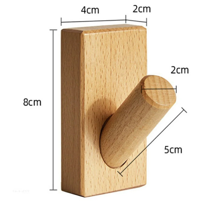 Wall Mounted Wooden Hook Space Saving Beech Wood Hanger for Entryway Coat Hat Rack - 6