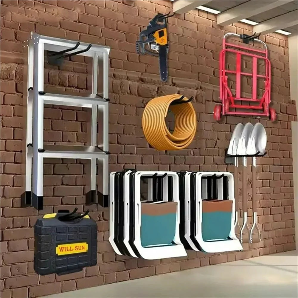 Wall Mounted Garage Tool Organizer Heavy Dut Metal Hanger for Shovel Rake Storage Rack - Orange - 3