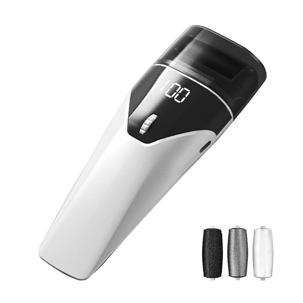 A28 100 Speeds Adjustable Electric Foot File with 3 Grinding Heads Digital Display Callus Dead Skin Removal Pedicure Tool - White - 1