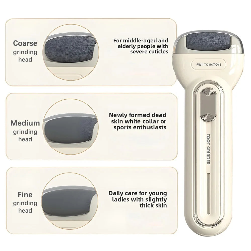 A18 Electric Foot Callus Remover Battery Powered Pedicure Tool Dead Skin File Foot Grinder for Home - Beige - 5