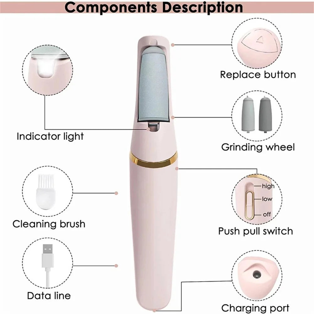 USB Rechargeable Electric Foot File 2 Speed Settings Callus Remover Pedicure Tool for Dead Skin Removal - 5