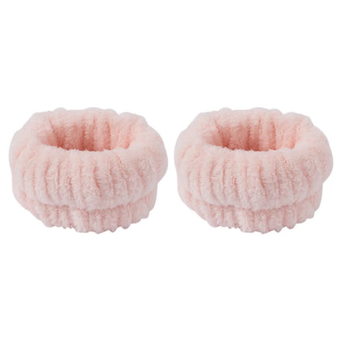 2PCS Water Absorption Wristband for Washing Face, Wrist Bands Towels for Water Flowing Down to Your Arms - Light Pink - 1
