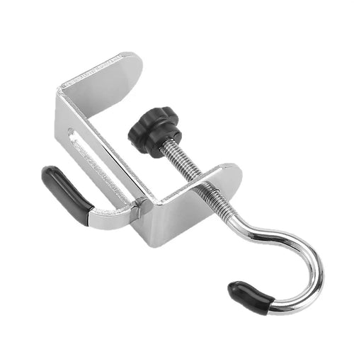 1Pc Dual Hook Detachable Backpack Hanger for Desk Side Stainless Steel Clip On Hanging Organizer - 1