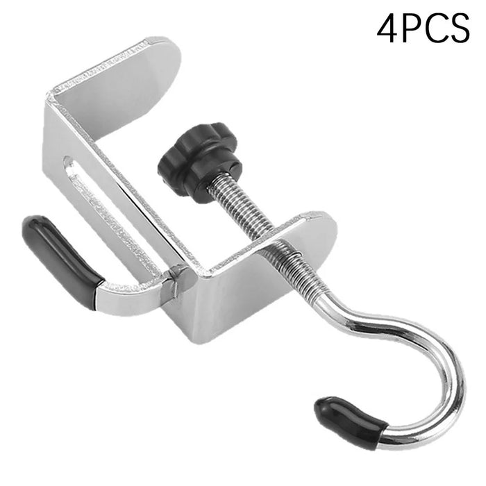 4Pcs Dual Hook Detachable Backpack Hanger for Desk Side Stainless Steel Clip On Hanging Organizer - 1