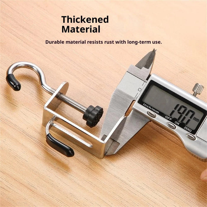 4Pcs Dual Hook Detachable Backpack Hanger for Desk Side Stainless Steel Clip On Hanging Organizer - 3