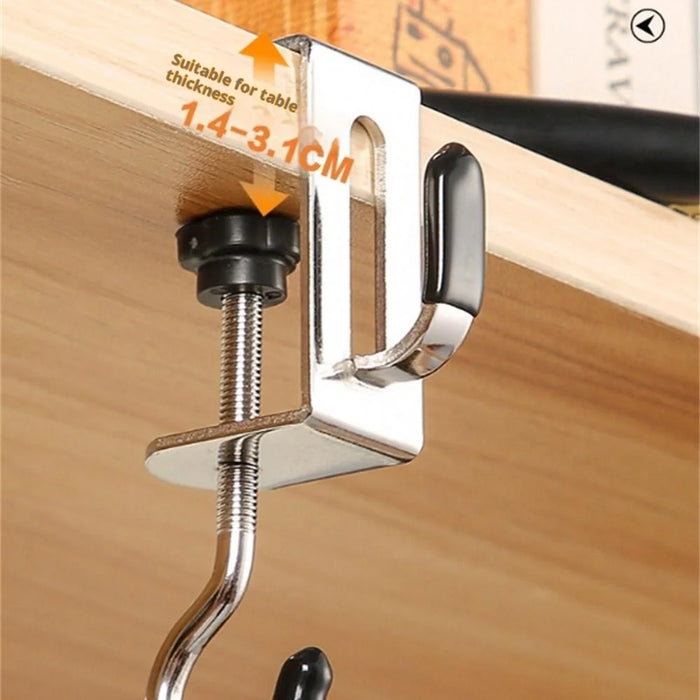 4Pcs Dual Hook Detachable Backpack Hanger for Desk Side Stainless Steel Clip On Hanging Organizer - 5