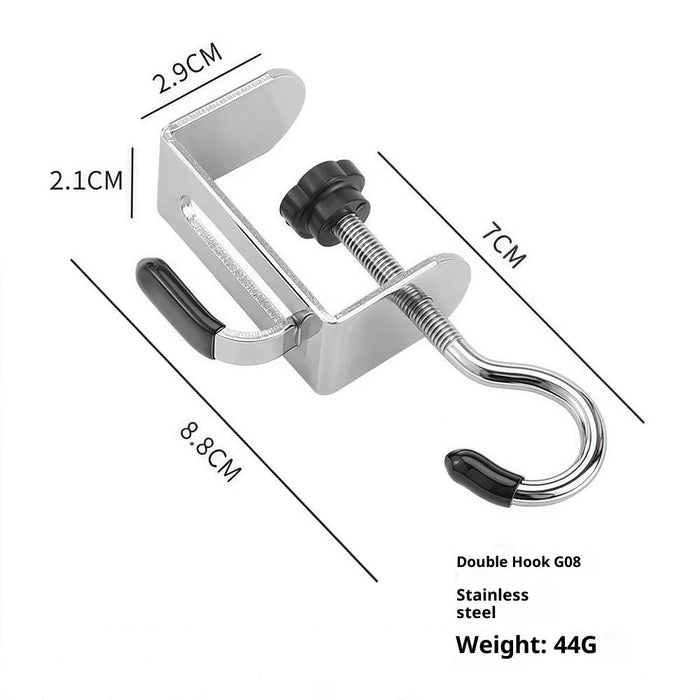 4Pcs Dual Hook Detachable Backpack Hanger for Desk Side Stainless Steel Clip On Hanging Organizer - 7