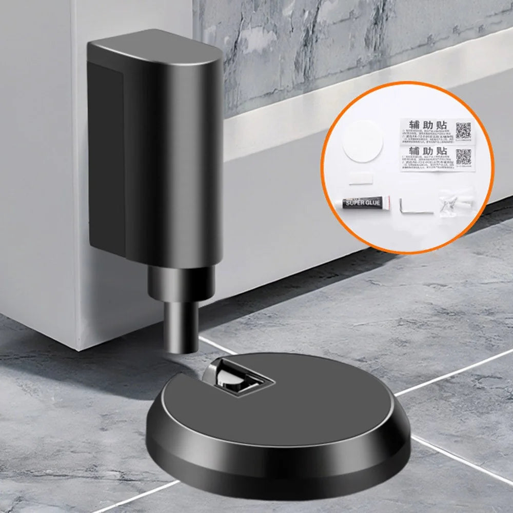 Non-magnetic Push Press Door Stopper Floor Mount Silent Buffer for Bathroom Bedroom Wall Protector - Black - 1