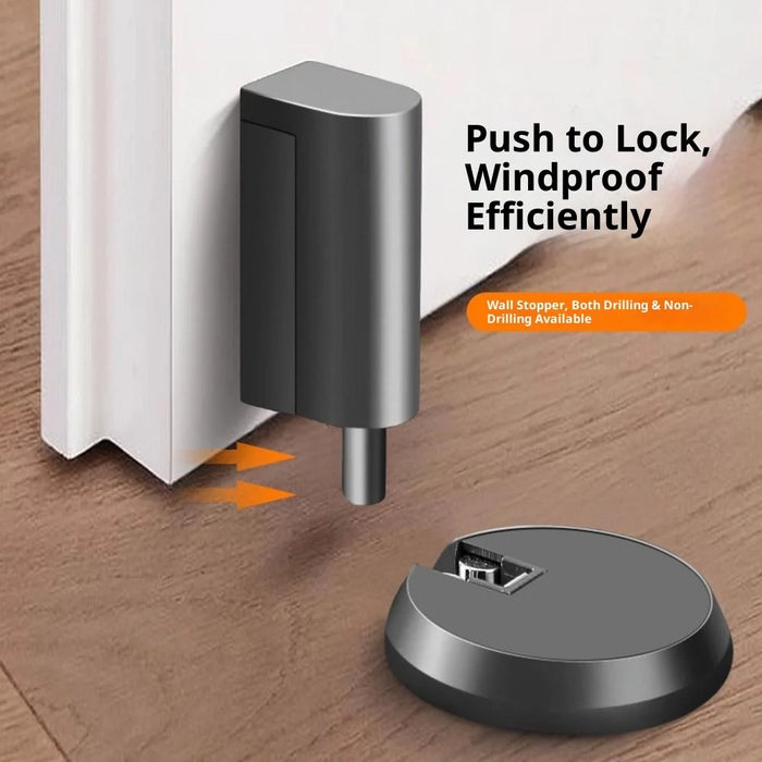 Non-magnetic Push Press Door Stopper Floor Mount Silent Buffer for Bathroom Bedroom Wall Protector - Black - 2