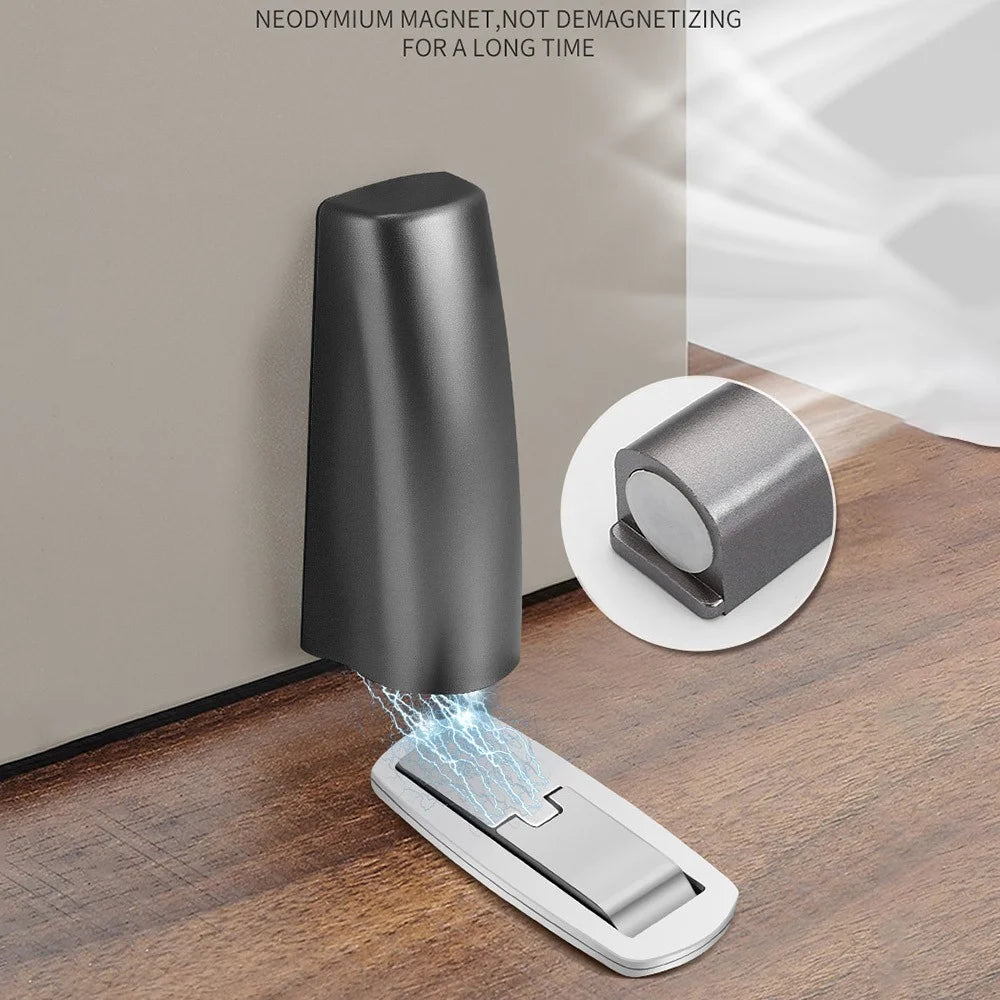 Magnetic Door Stopper No Drill Floor Mount Door Holder Bumper for Bedroom Bathroom - Black - 5