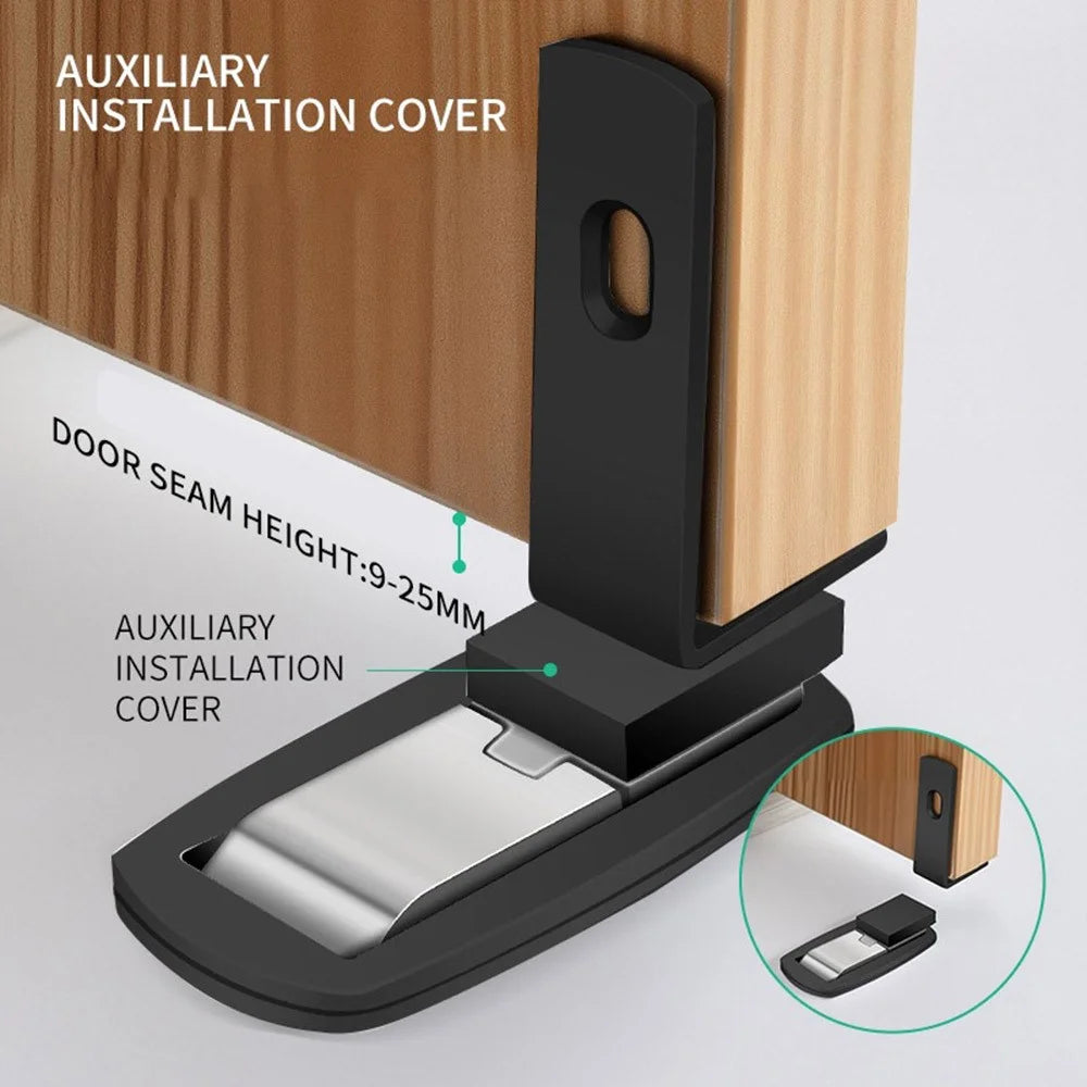 No Drilling Strong Magnet L-Shaped Doorstop Ultra Thin Floor Mount Magnetic Door Stopper - 3