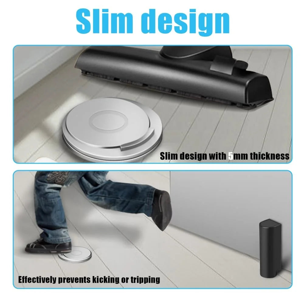 No Drilling Silent Door Stopper Waterproof Stainless Steel + PP Anti Collision Floor Mounted Door Catch - Black - 3