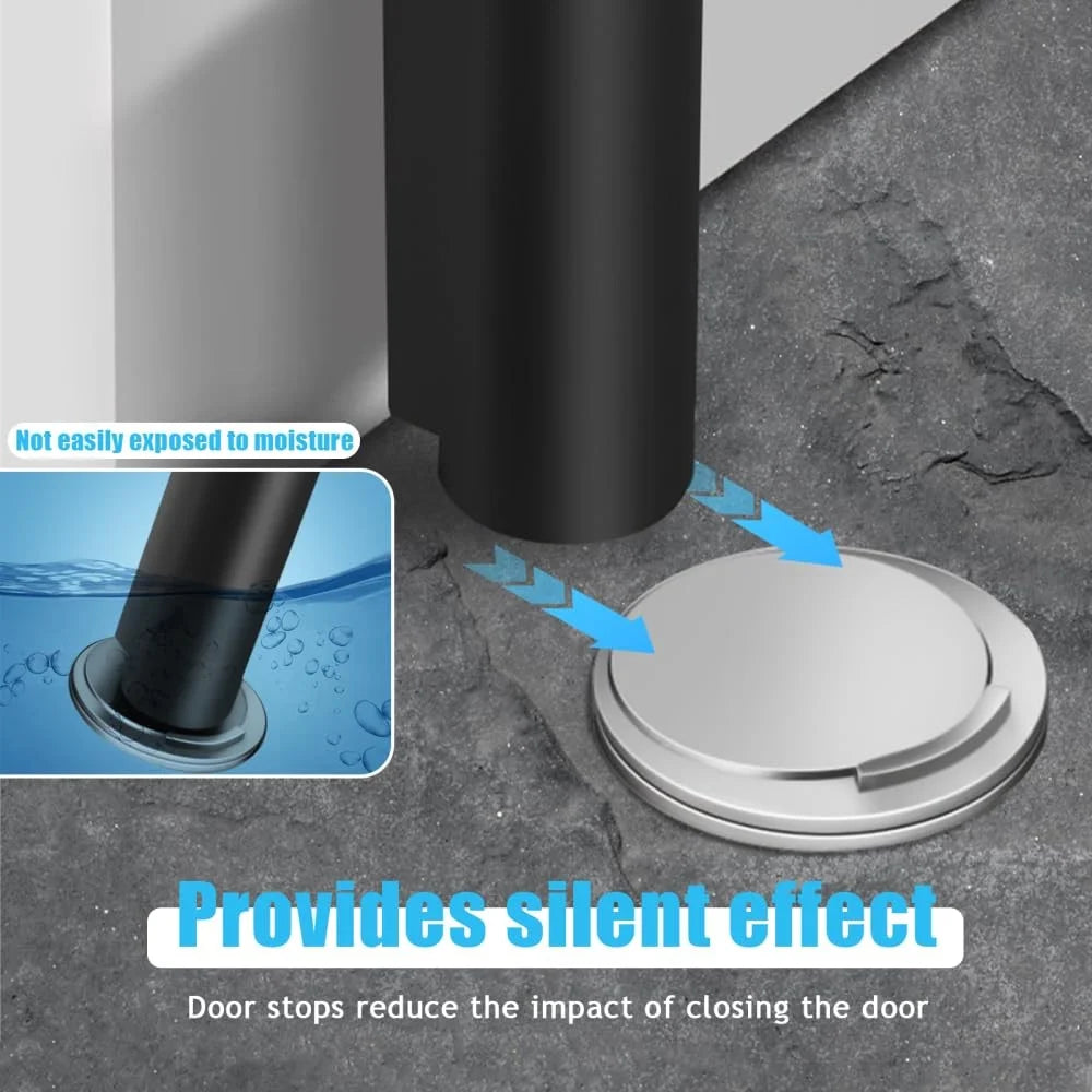 No Drilling Silent Door Stopper Waterproof Stainless Steel + PP Anti Collision Floor Mounted Door Catch - Black - 4