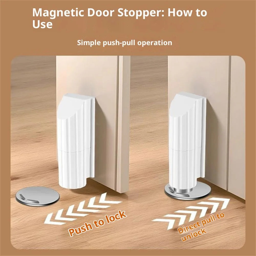 Invisible Magnetic Door Stopper for Bathroom Glass Door Ultra Thin No Drill Door Holder - White - 4
