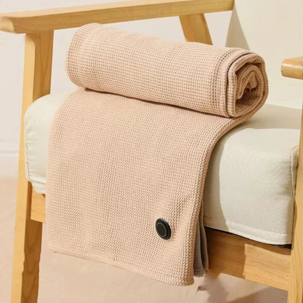 Portable Electric Heating Blanket for Home Office Car Camping USB Powered 5V Graphene Heating Shawl - Beige - 1