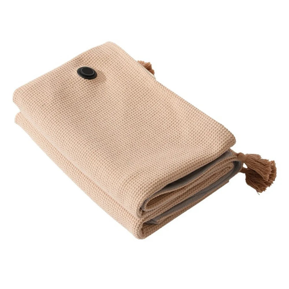 Portable Electric Heating Blanket for Home Office Car Camping USB Powered 5V Graphene Heating Shawl - Beige - 2