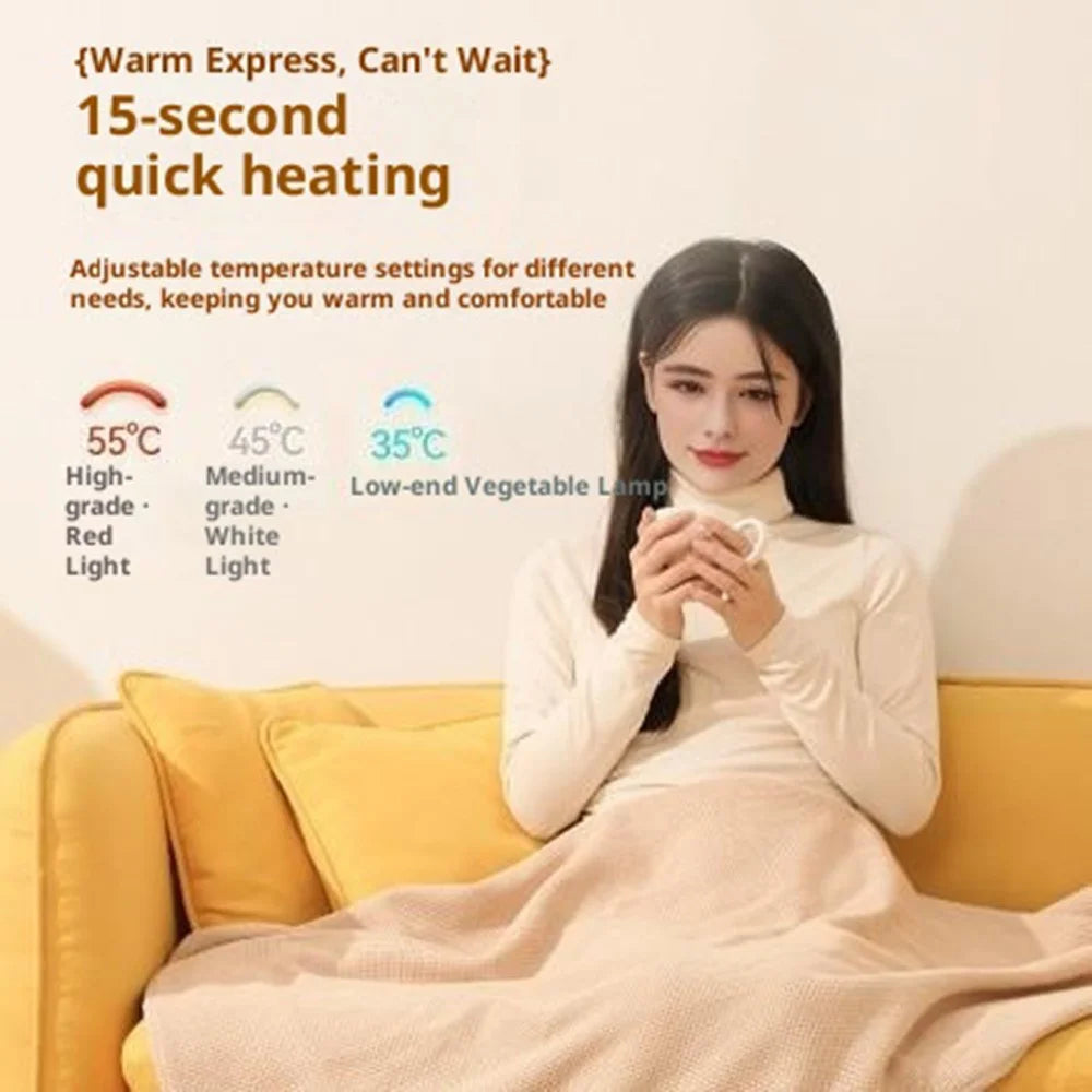 Portable Electric Heating Blanket for Home Office Car Camping USB Powered 5V Graphene Heating Shawl - Beige - 3