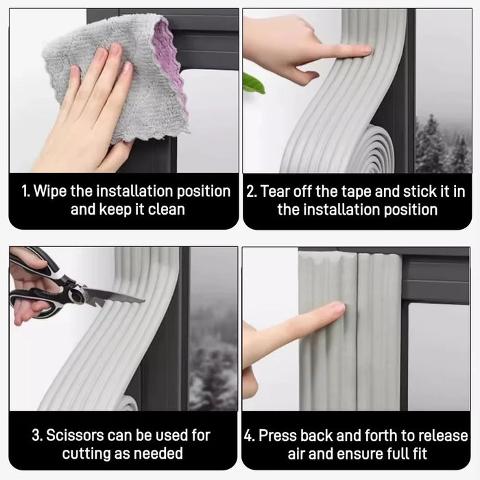 Window Sealing Strip Weather Stripping Tape Draft Stopper Insulation Self-Adhesive for Door / Window Gaps - White - 7