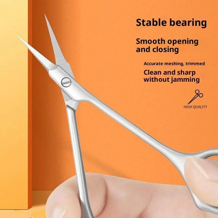 Curved Tip Cuticle Scissors for Nail Care Precision Trimming Manicure Tool Stainless Steel - Silver - 3