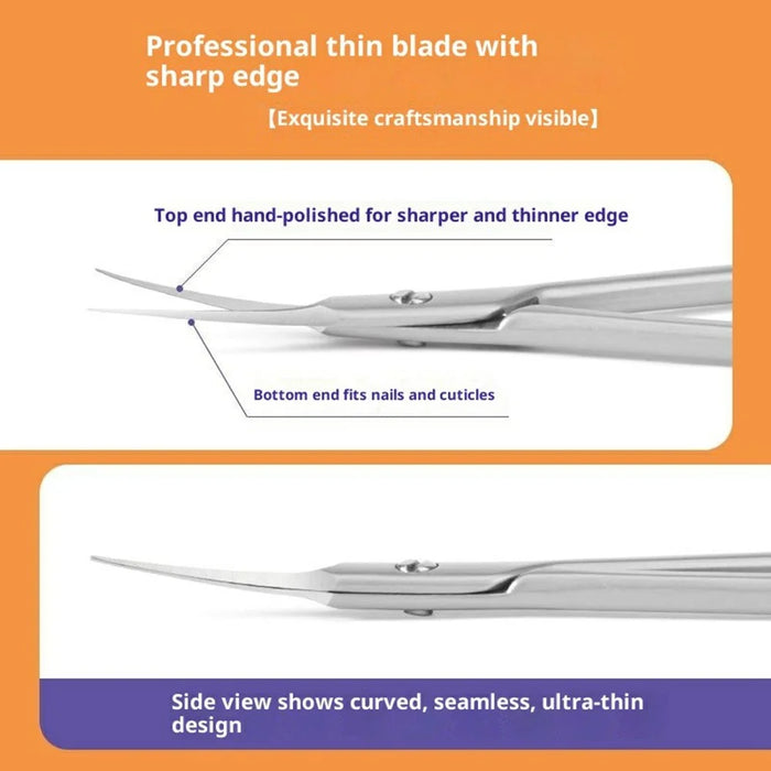 Curved Tip Cuticle Scissors for Nail Care Precision Trimming Manicure Tool Stainless Steel - Silver - 4