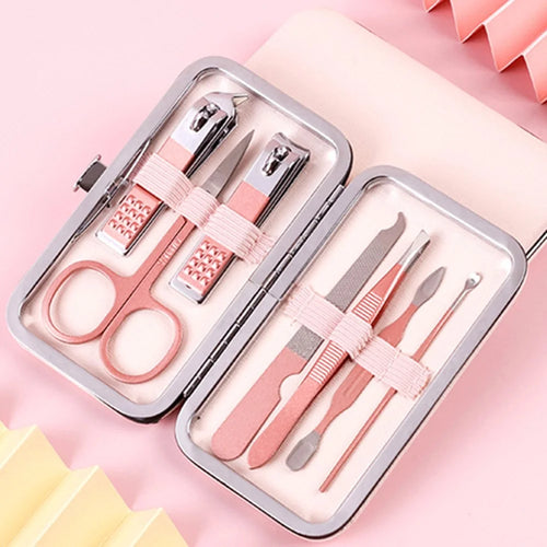 7Pcs Stainless Steel Nail Clipper Set Professional Nail Care Manicure Tools Kit with PU Case for Home / Travel - 1