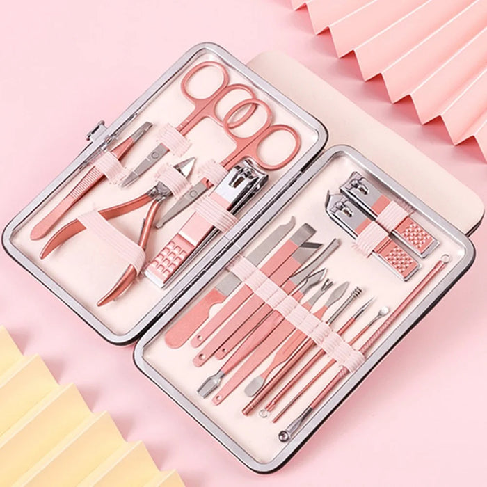 Stainless Steel Nail Clipper Set 18Pcs Manicure Tools Professional Nail Care Kit with PU Case - 1