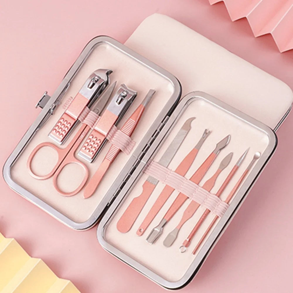 Stainless Steel Manicure Set 10 PCS Nail Clippers Kit Professional Pedicure Tools with PU Case For Home / Travel Use - 1