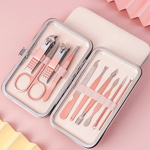 Stainless Steel Manicure Set 10 PCS Nail Clippers Kit Professional Pedicure Tools with PU Case For Home / Travel Use - 1