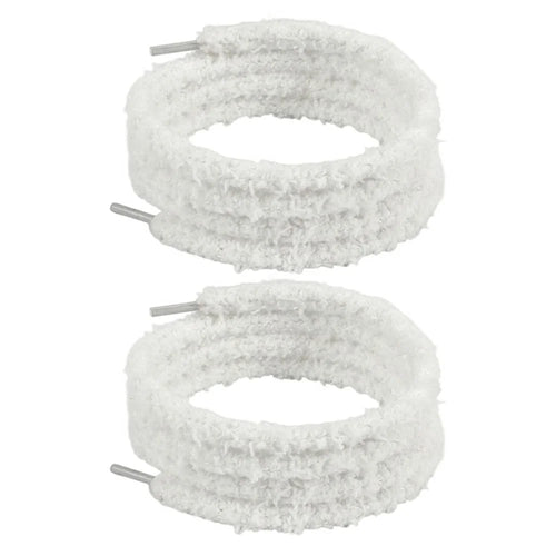 1 Pair 120cm Fluffy Shoelaces for Winter Sneakers Solid Color Plush Shoe Strings - White - 1