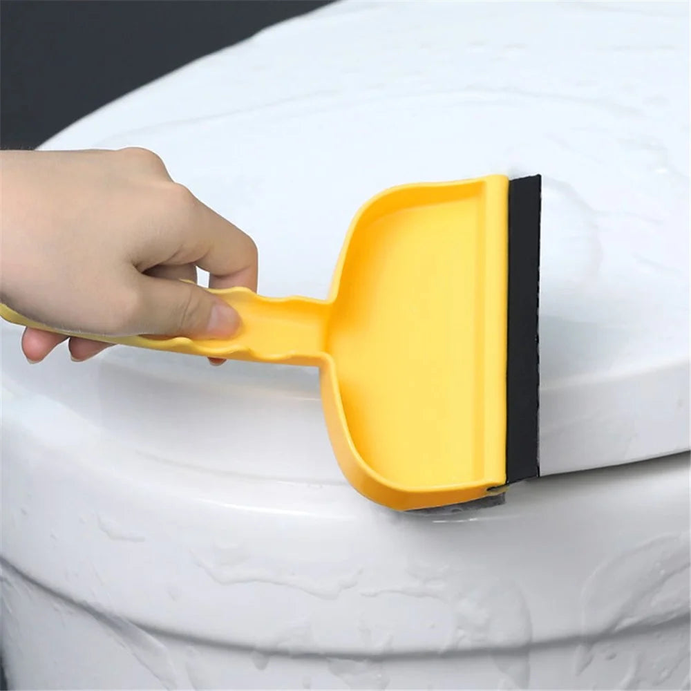 Double-Sided Cleaning Brush Sponge+Scraper Easy Scrubbing for Bathroom Mirrors, Glass Doors and Windows, Sinks - Yellow - 5
