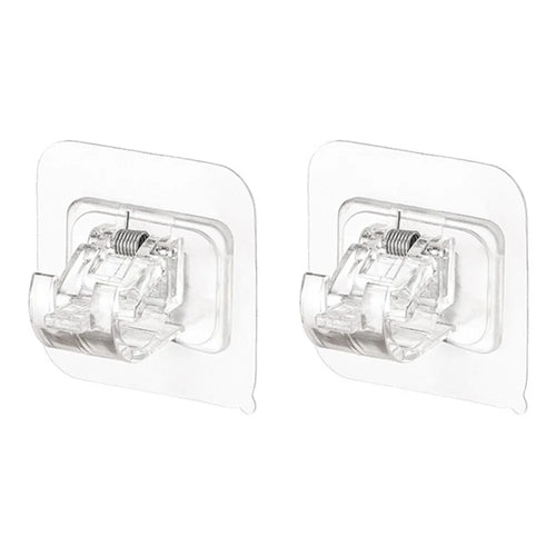 2PCS Curtain Towel Rod Holder No Drill Self-Adhesive Holder Hook Fixing Hook Hanging Bracket - Transparent - 1