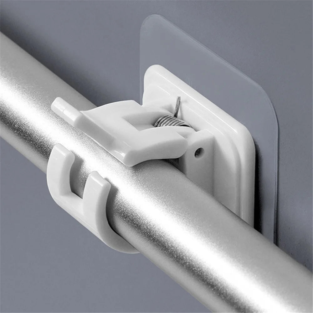 2PCS Curtain Towel Rod Holder No Drill Self-Adhesive Holder Hook Fixing Hook Hanging Bracket - Transparent - 5