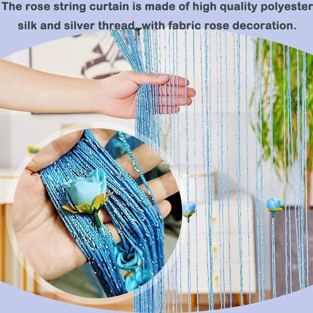 100 x 200cm Decorative Flower String Curtain Door Tassels Curtain Window Room Divider Blind for Home - Purple - 3