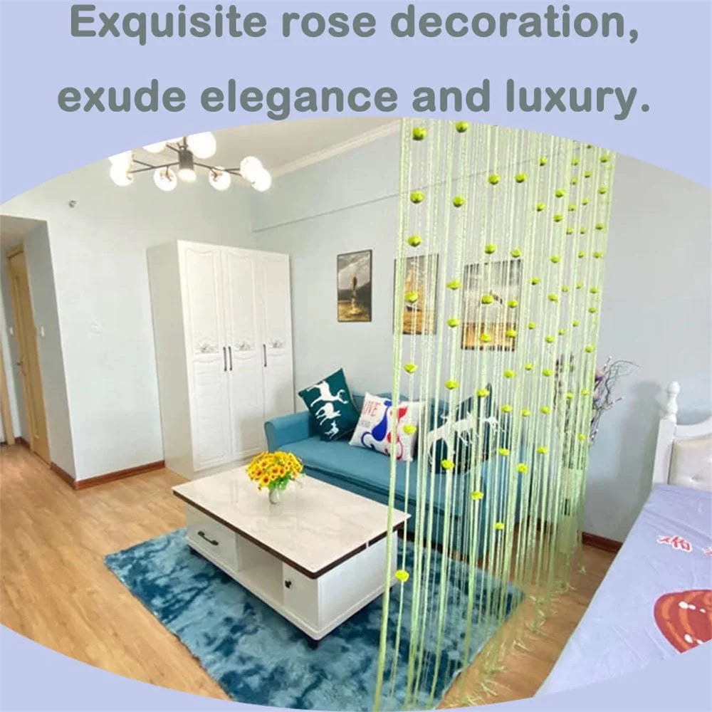 100 x 200cm Decorative Flower String Curtain Door Tassels Curtain Window Room Divider Blind for Home - Purple - 4