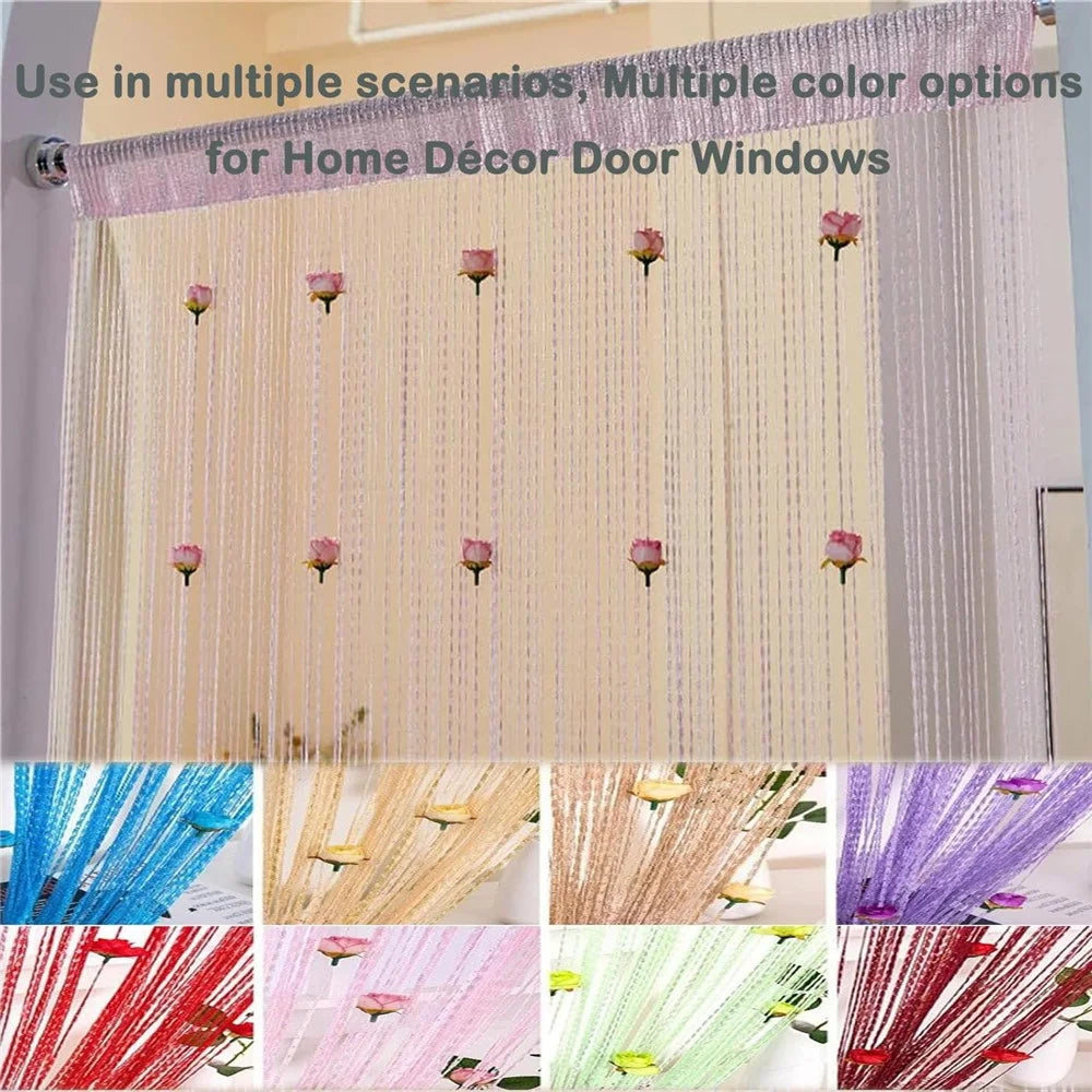 100 x 200cm Decorative Flower String Curtain Door Tassels Curtain Window Room Divider Blind for Home - Purple - 5