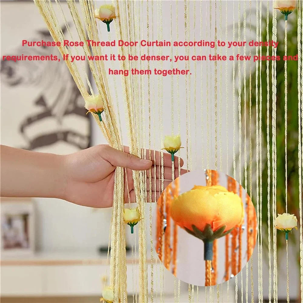 100 x 200cm Decorative Flower String Curtain Door Tassels Curtain Window Room Divider Blind for Home - Purple - 7