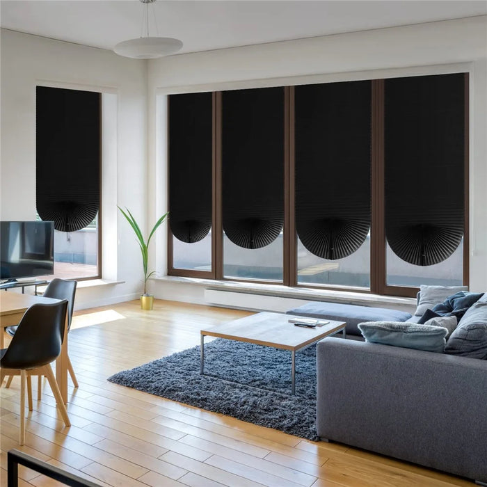90 x 180cm Self Adhesive No Drill Pleated Blinds Non-Woven Semi-Blackout Shades for Conference Room  /  Study - Black - 3