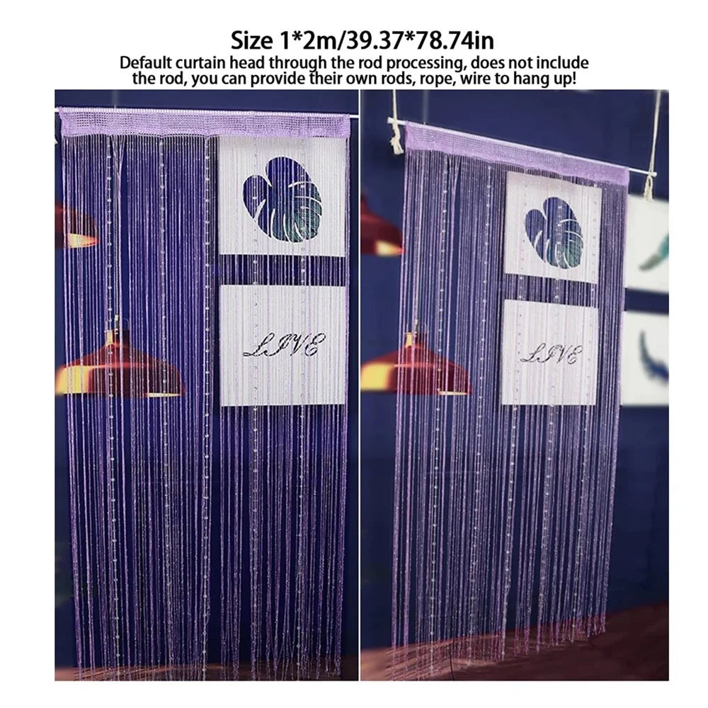 100 x 200cm Crystal Bead Curtain for Bedroom Living Room Decorative Tassel Doorway Divider - White - 2