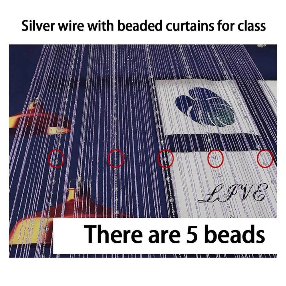100 x 200cm Crystal Bead Curtain for Bedroom Living Room Decorative Tassel Doorway Divider - White - 3