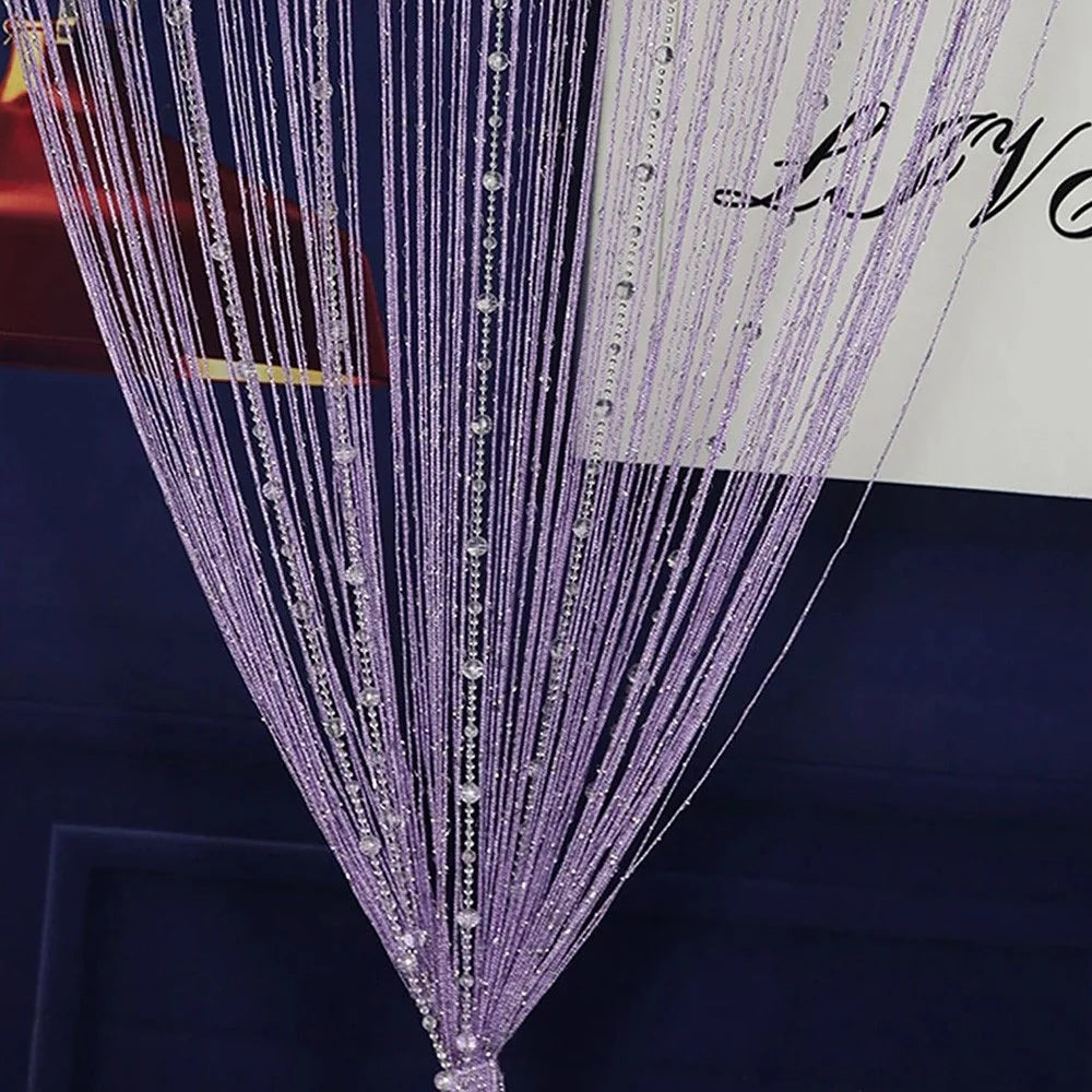 100 x 200cm Crystal Bead Curtain for Bedroom Living Room Decorative Tassel Doorway Divider - White - 4