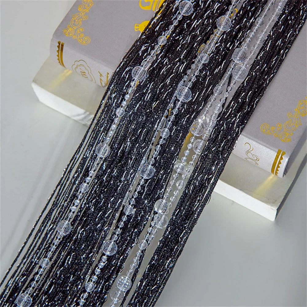 100 x 200cm Crystal Bead Curtain for Bedroom Living Room Decorative Tassel Doorway Divider - White - 6