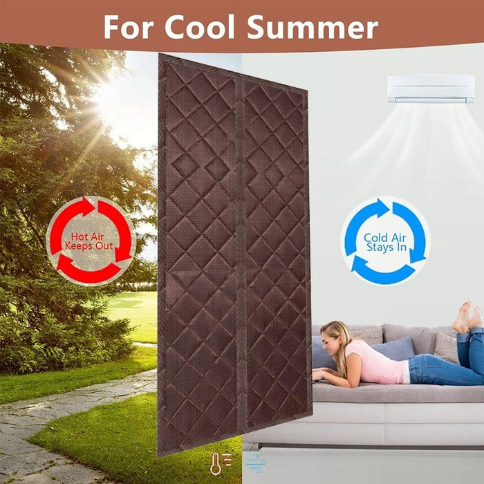 80 x 210cm Winter Thermal Insulated Magnetic Door Curtain No Drilling Rhombus Texture Windproof Doorway Screen - Coffee - 5