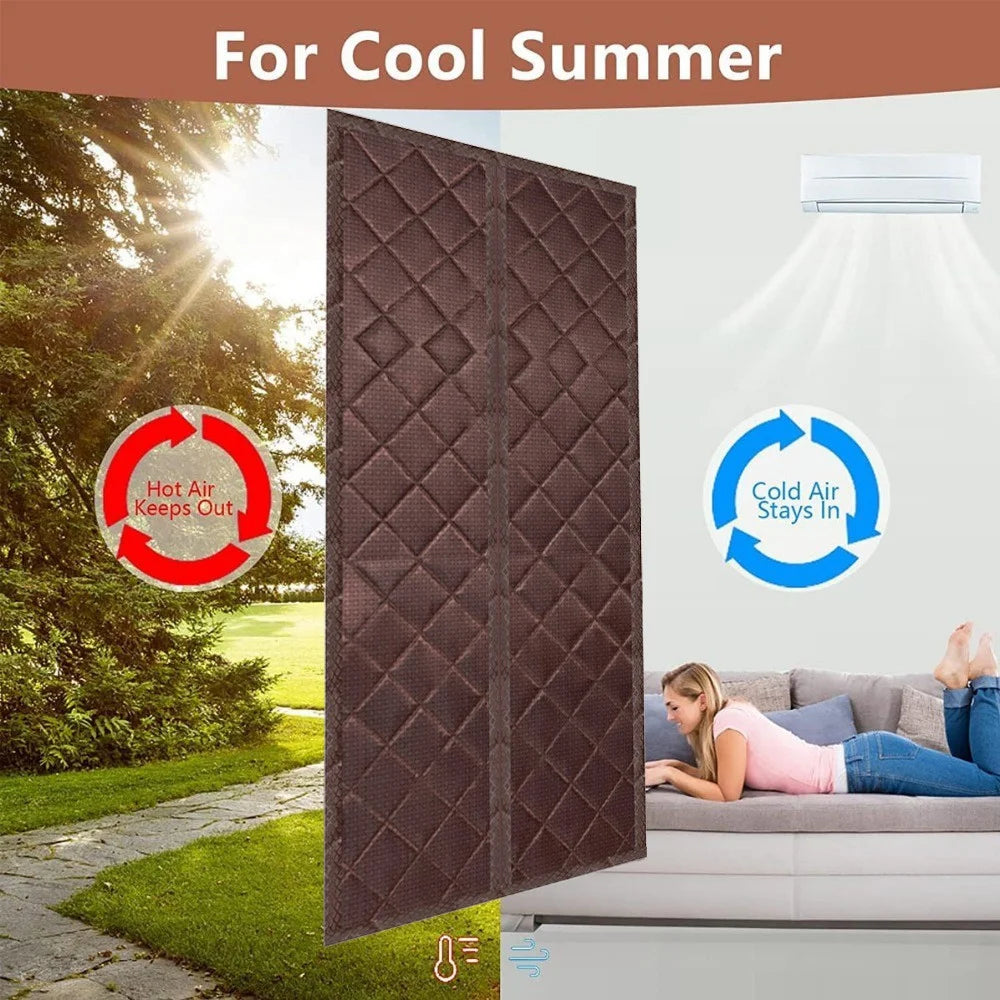 120 x 210cm Winter Thermal Insulated Magnetic Door Curtain No Drilling Rhombus Texture Windproof Doorway Screen - Coffee - Coffee - Coffee - Coffee - 5