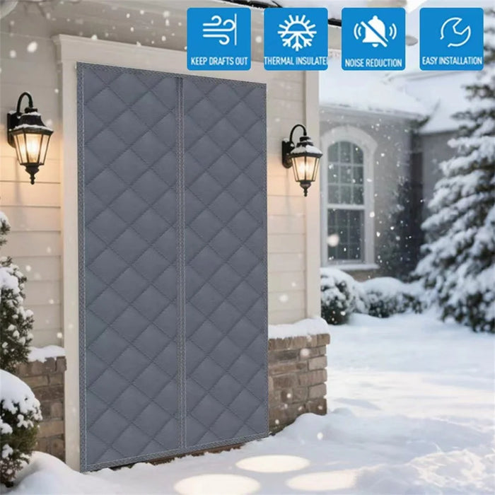 120 x 210cm Winter Thermal Door Curtain Magnetic Adhesive Windproof Partition Curtain No Drilling Required for Home - Coffee - 2
